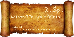 Koleszár Szofrónia névjegykártya
